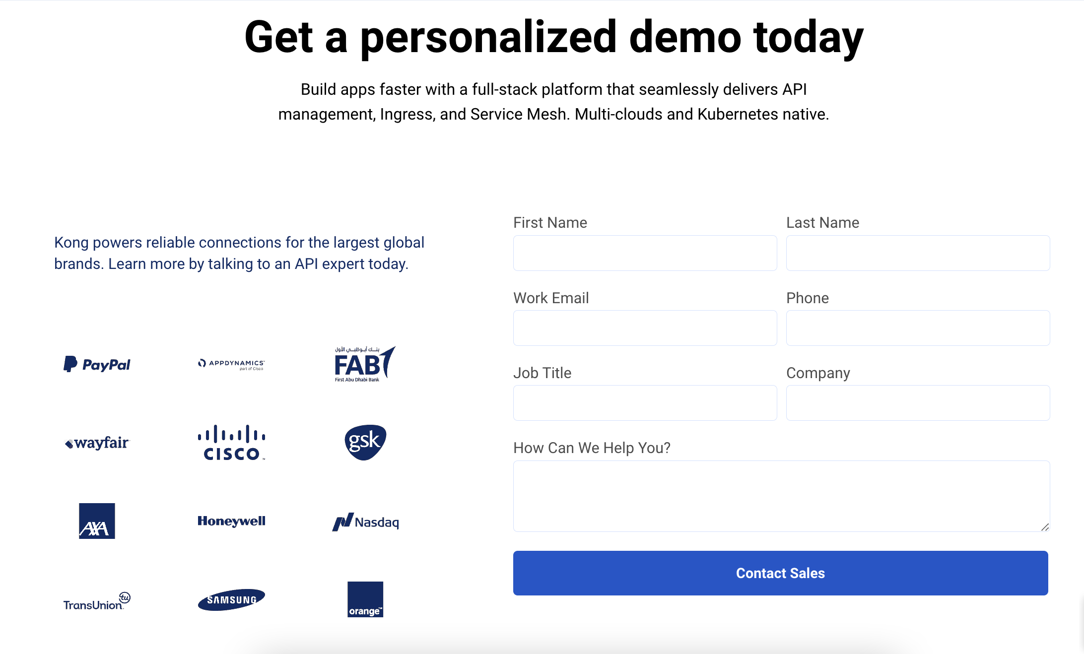 Kong Sales Demo Contact Form