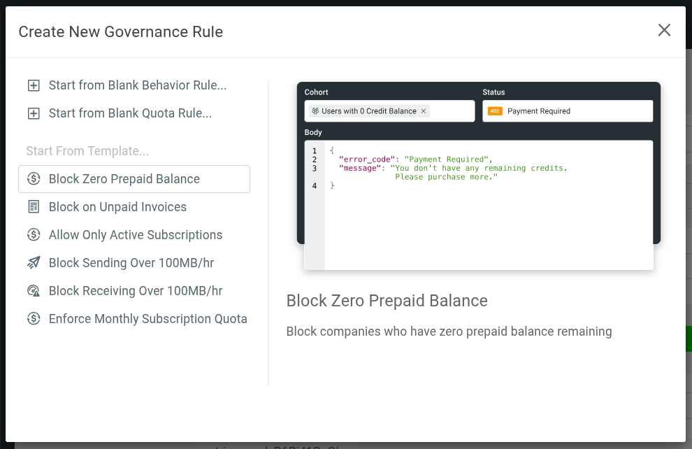 Create Governance Rule