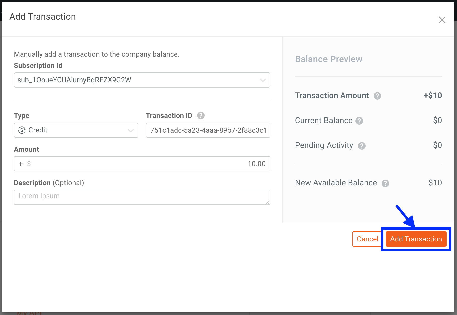 Add transaction