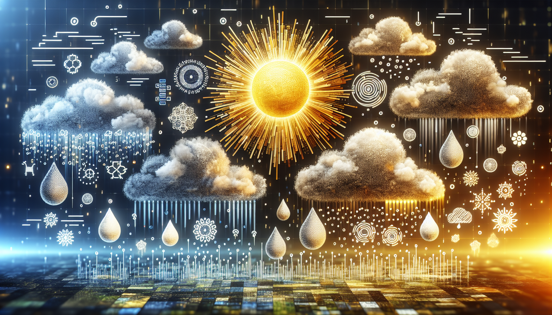 以藝術形式呈現太陽、云和雨等天氣元素，以表示天氣 API