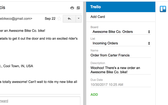 示例應(yīng)用：Gmail 的 Trello 插件