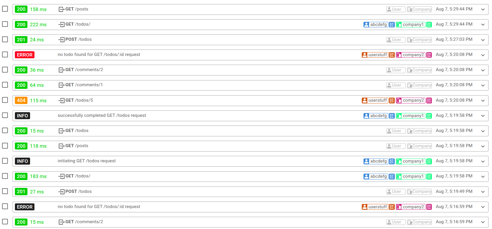 Live Event Log in Moesif showing API events and OpenTelemetry data.