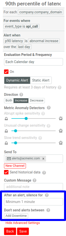 Advanced Alert Settings