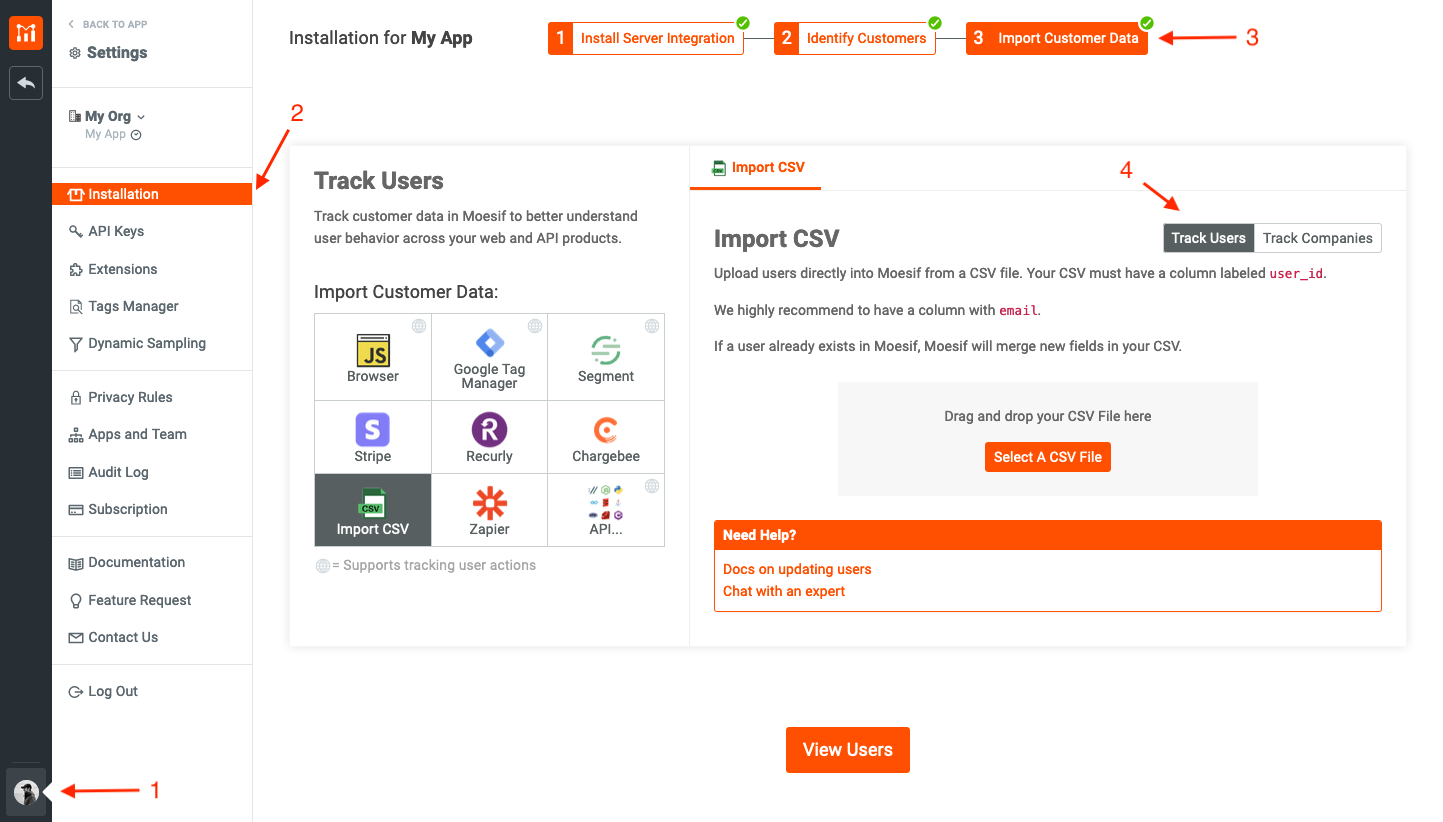 Importing Customer Data from CSV | Moesif Docs