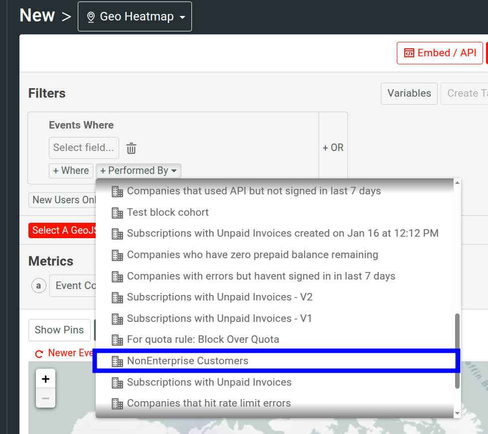 Heatmap analysis that considers only non-enterprise customers.