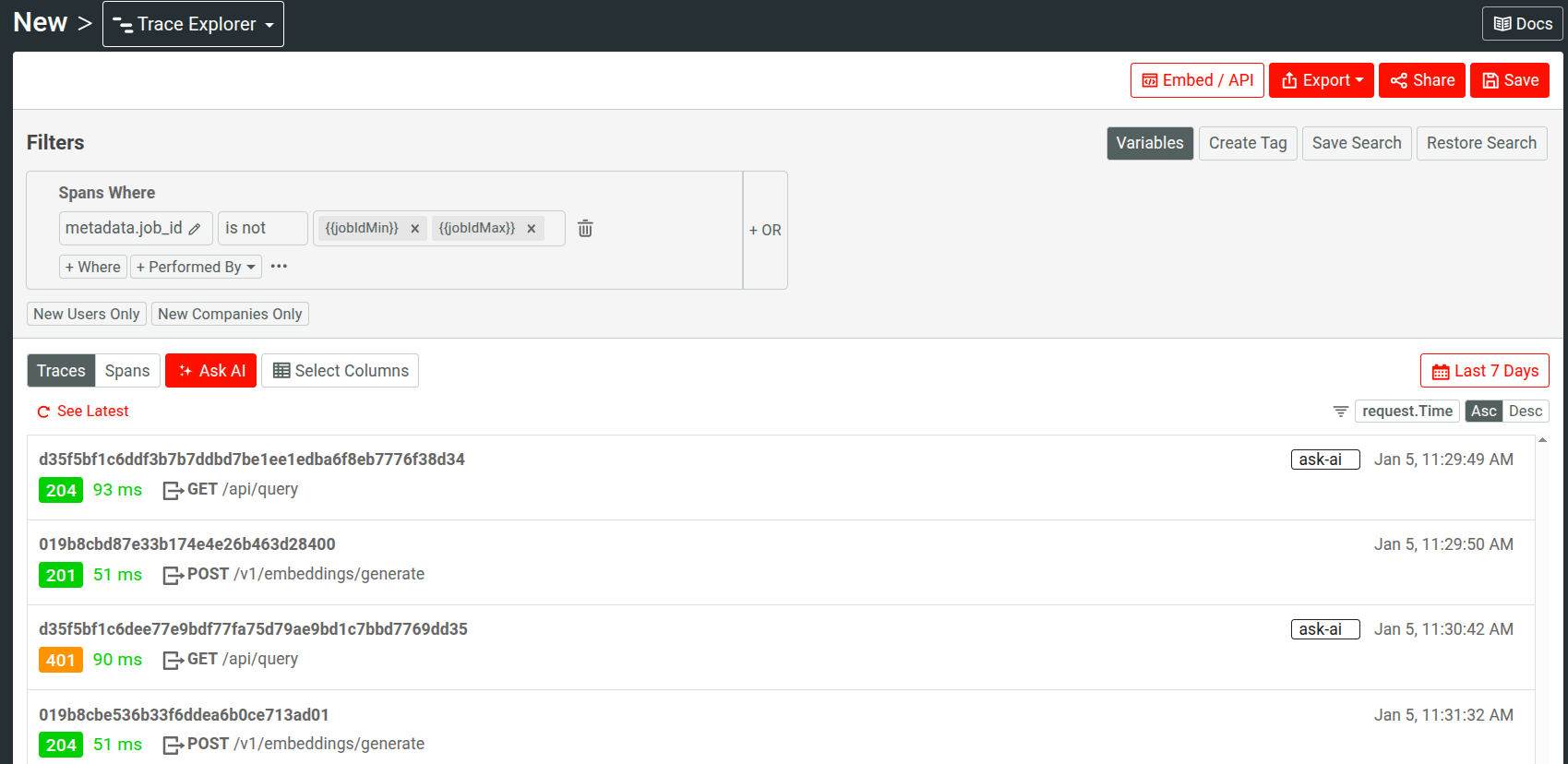 Using named variables.