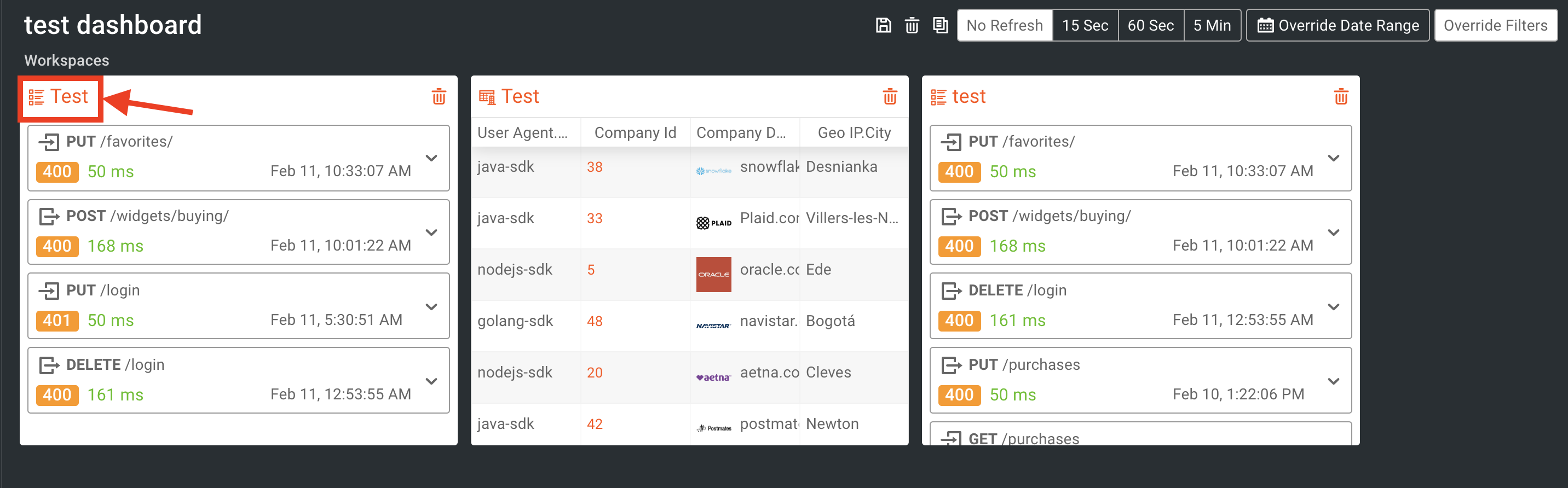 change filter for a workspace