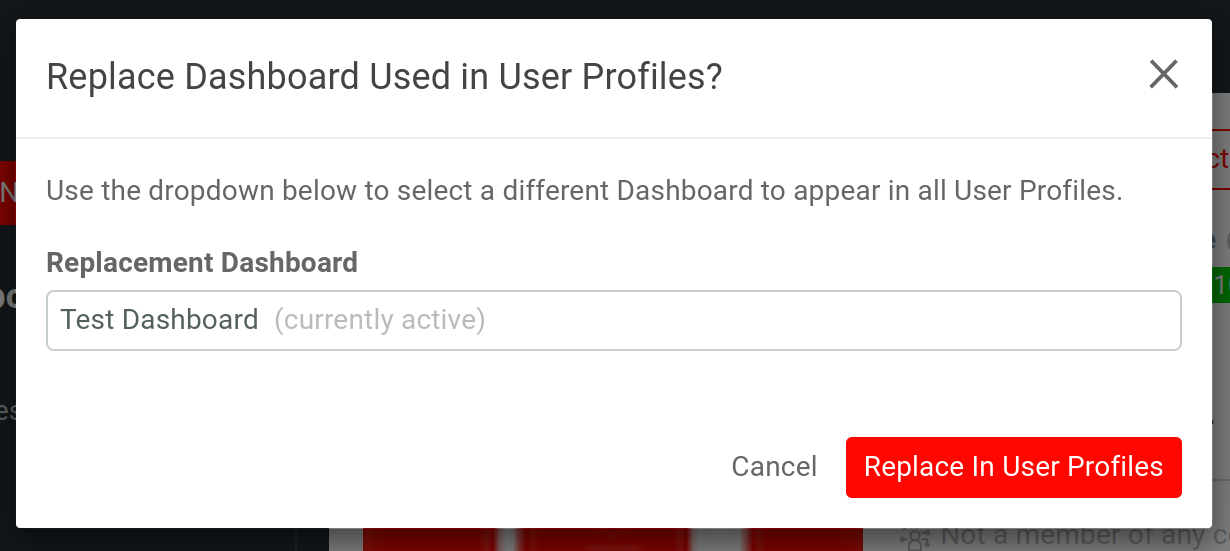 Replacement Dashboard Selection