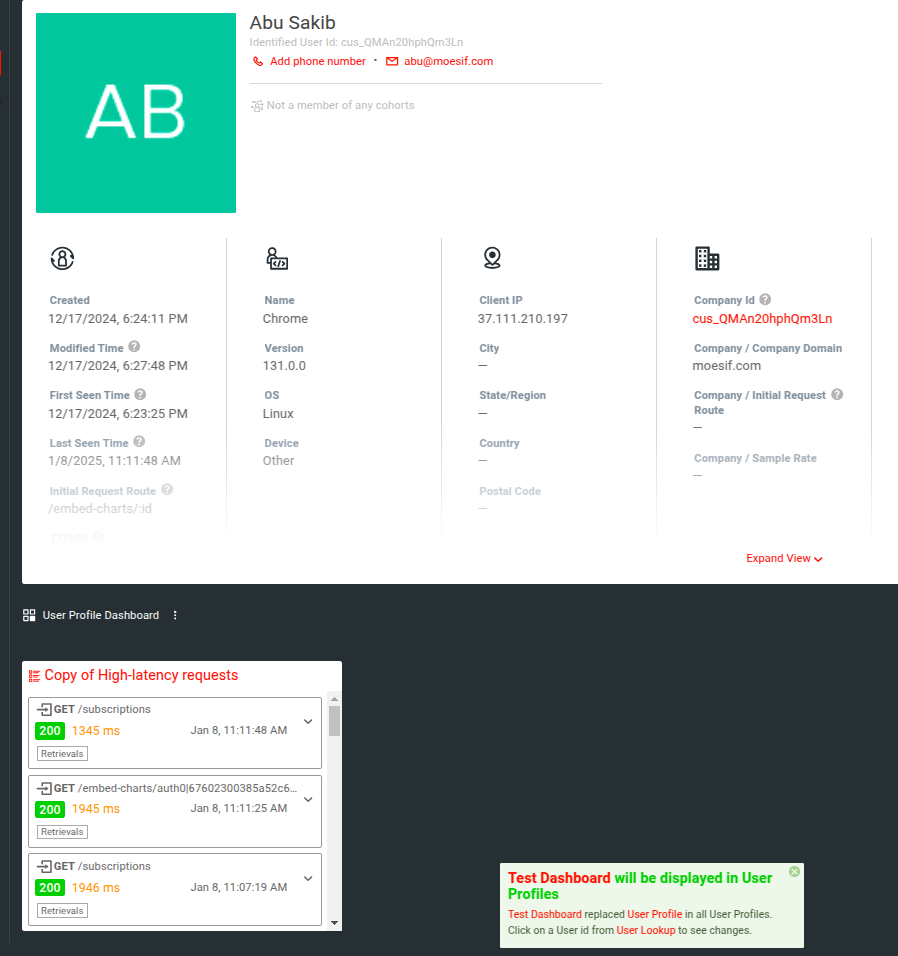 Replacement Dashboard Confirmation