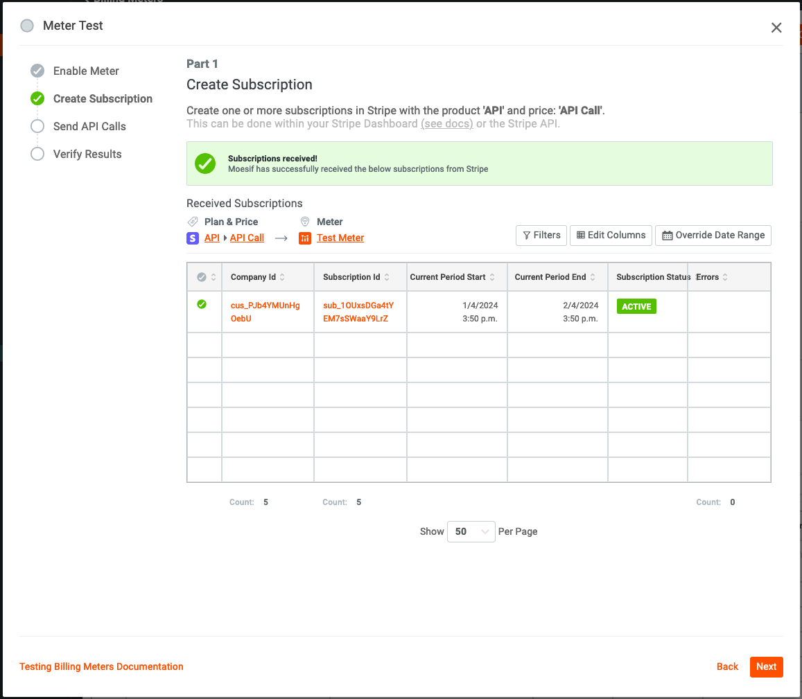 meter test step 1