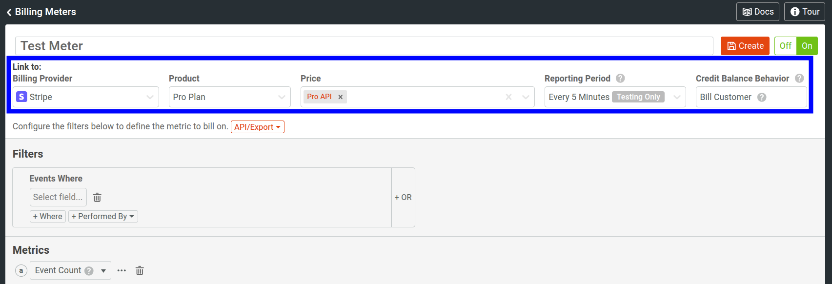 Input details for a billing provider when creating a Billing Meter