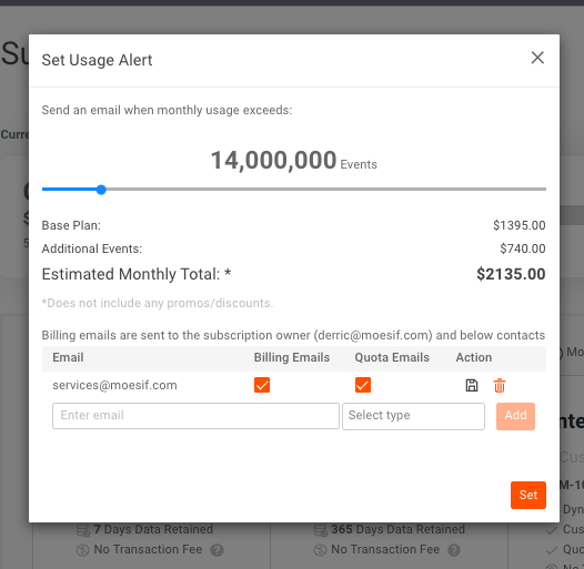 Set Billing Usage Alert