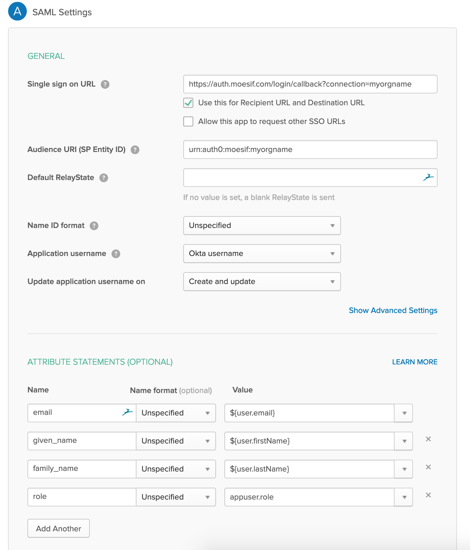 Okta Create Application Configure SAML