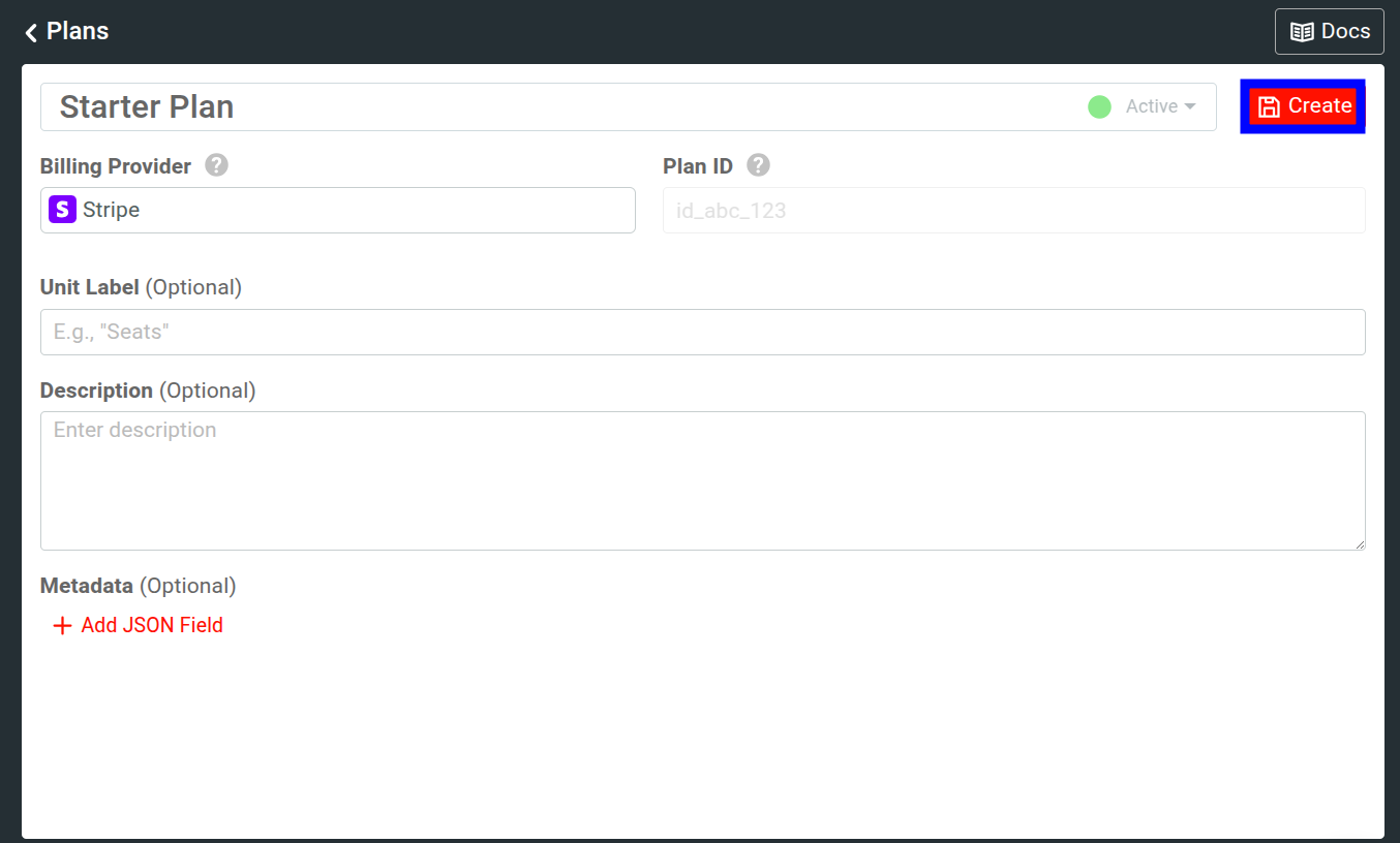 Create plan button in Moesif