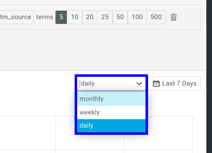 Retention interval dropdown menu