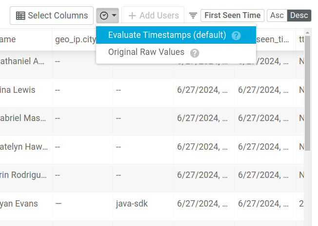 Selecting timestamp values in a Lookup table