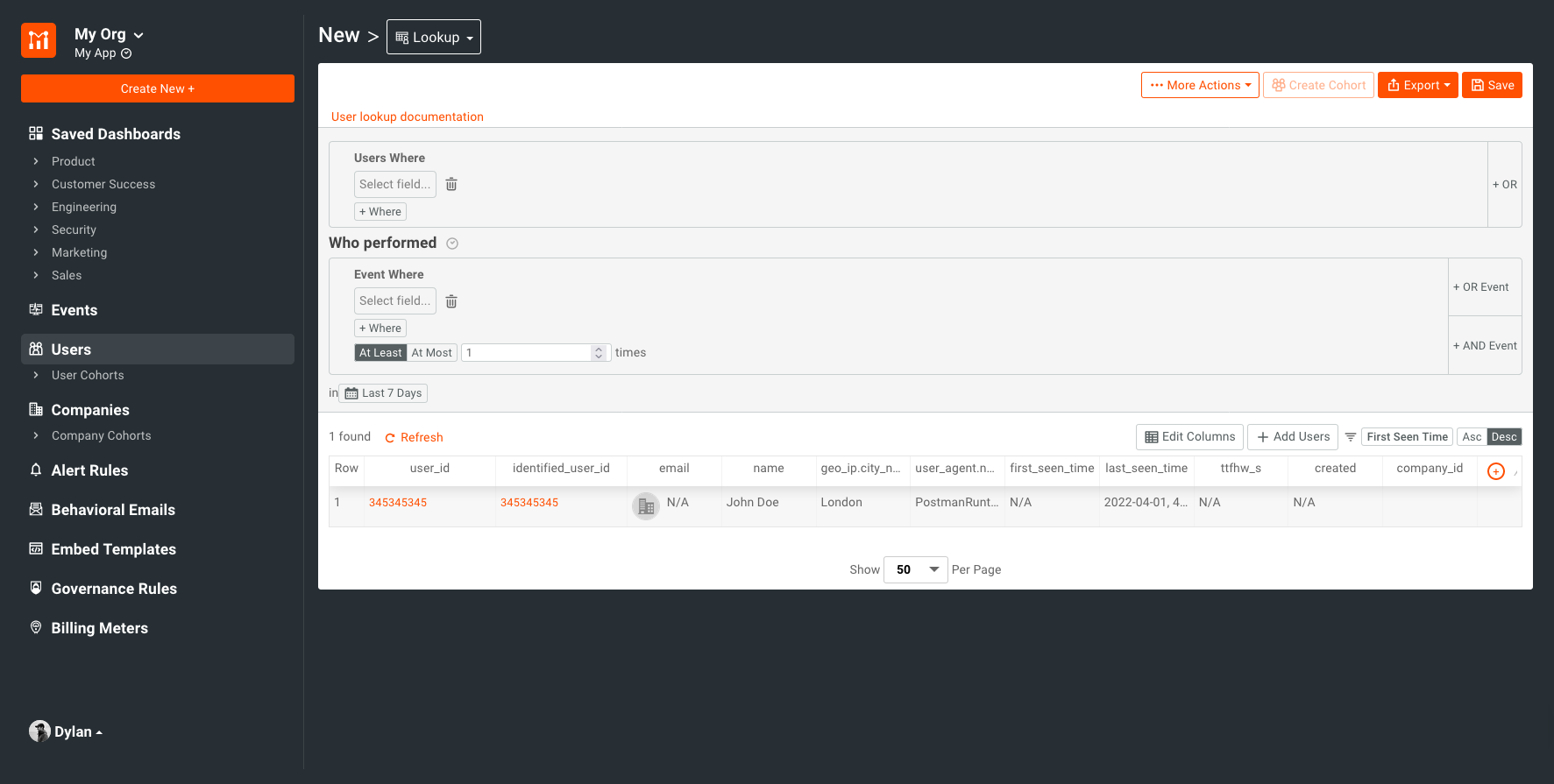 users screen screenshot